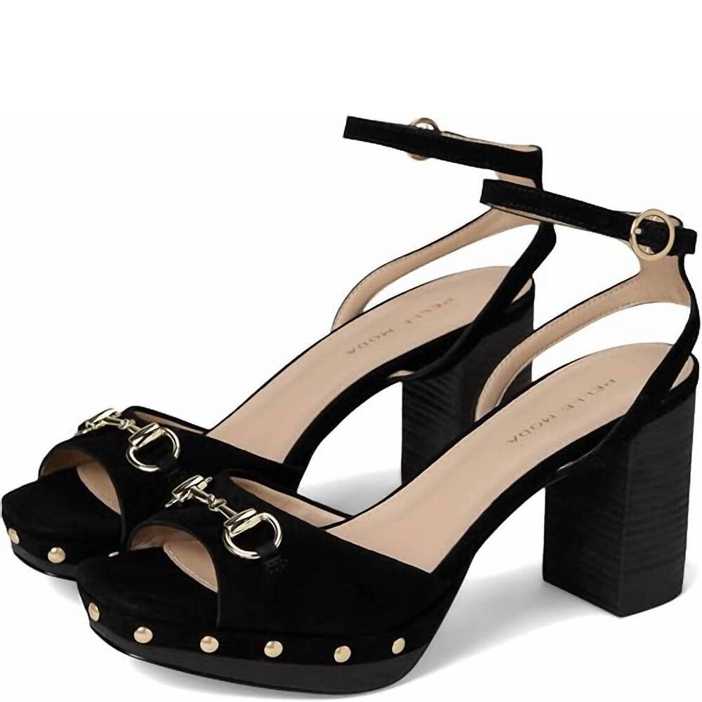 NEW PELLE MODA women's anara platform sandal in black suede